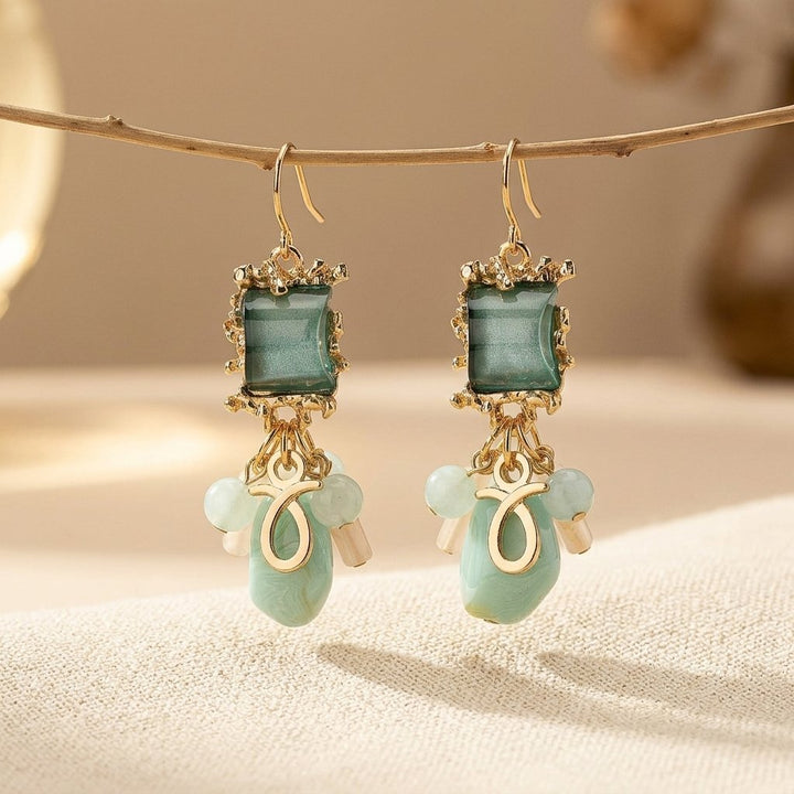 Pair Retro Bead Clip-On Earrings