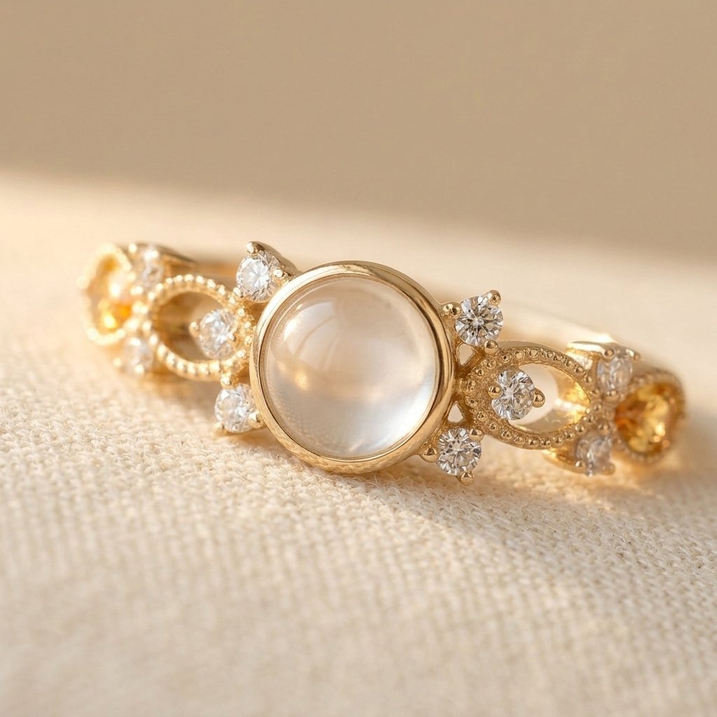 Synthetische maansteen ring