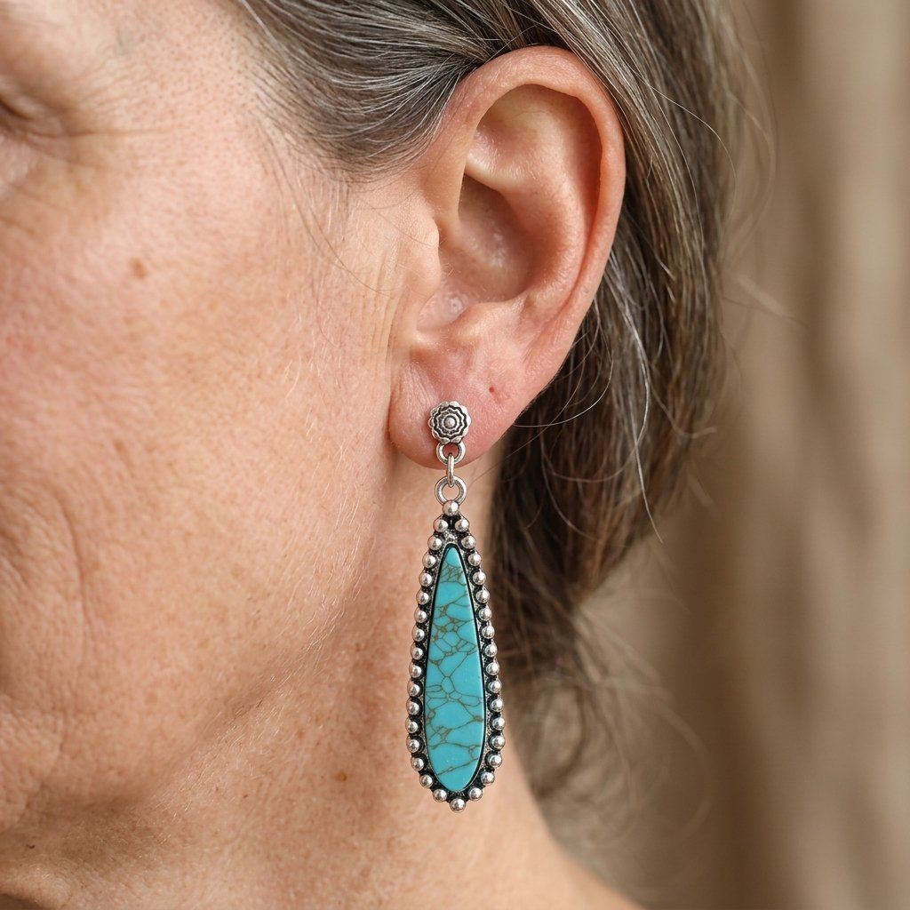 Vintage southwestern druppeloorbellen met turkoois