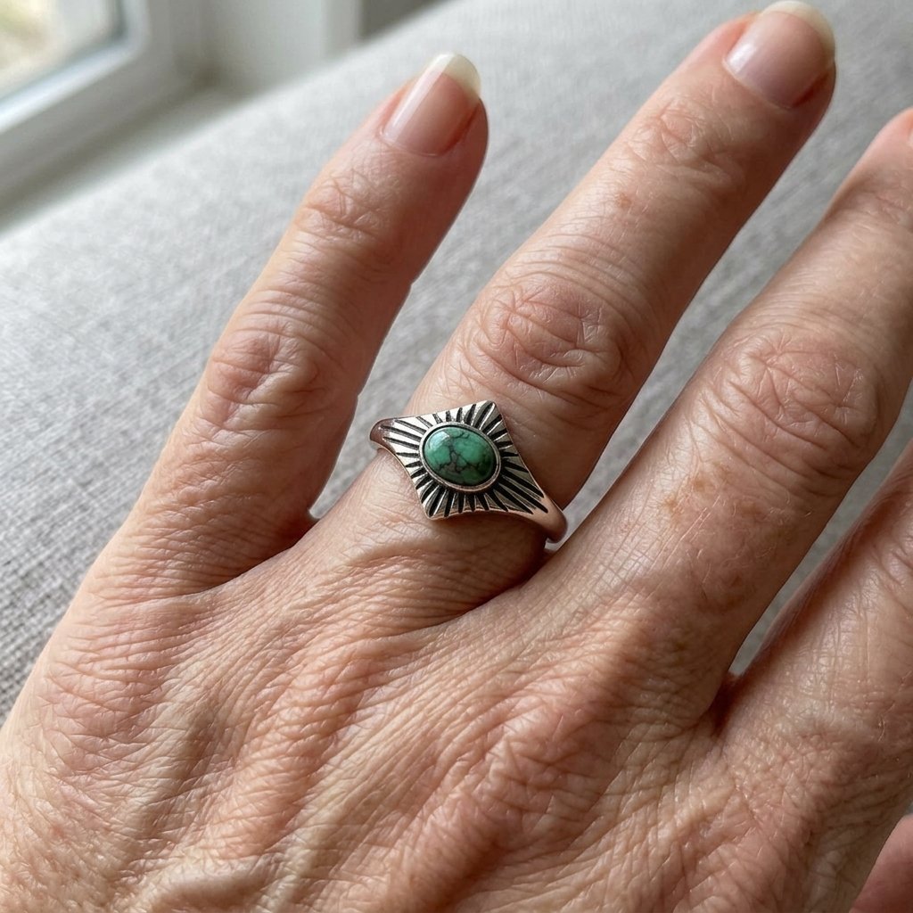 Retro turkooizen marquise bohemien etnische statement ring