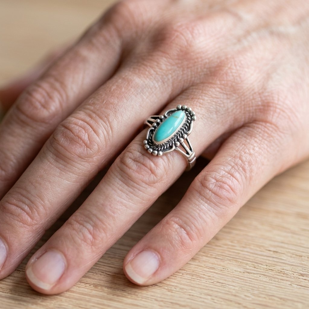 Retro turkooizen marquise bohemien etnische statement ring