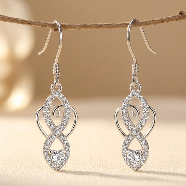 Celtic Knot Earrings 925 Sterling Silver Infinity Dangle Drop Earrings