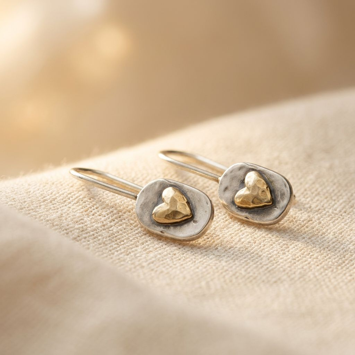 Vintage Silver Golden Heart Earrings