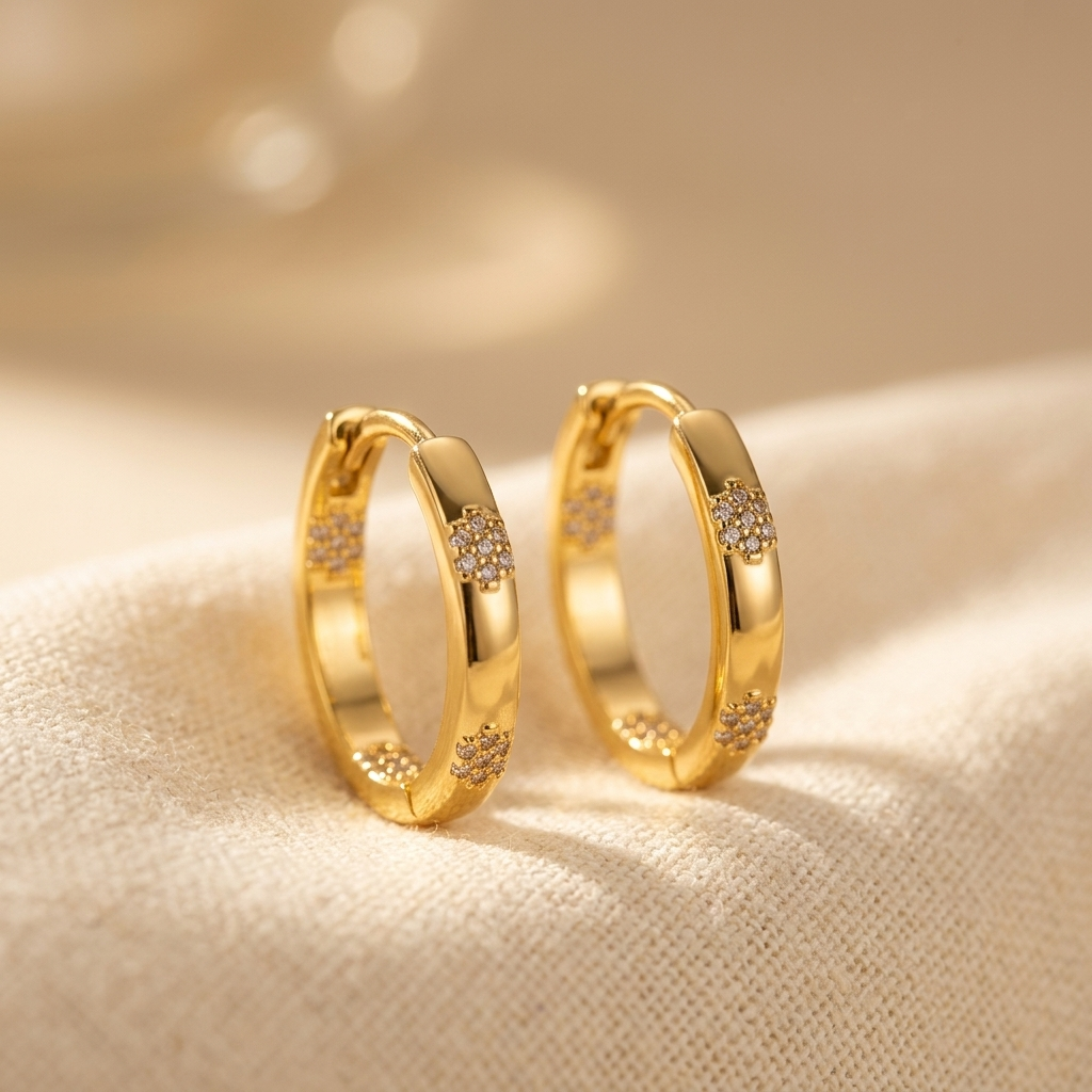 Vintage Golden Flower Hoop Earrings