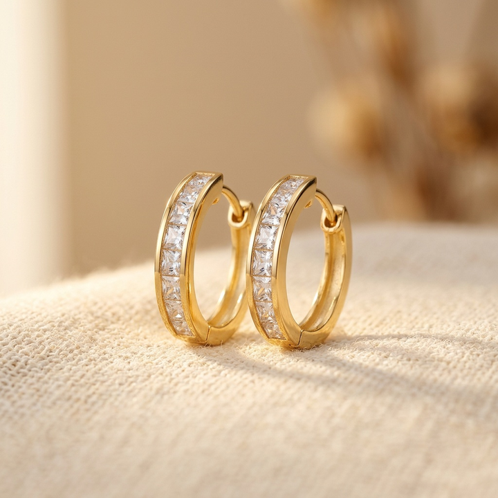 Chic Gold & Crystal Hoop Earrings