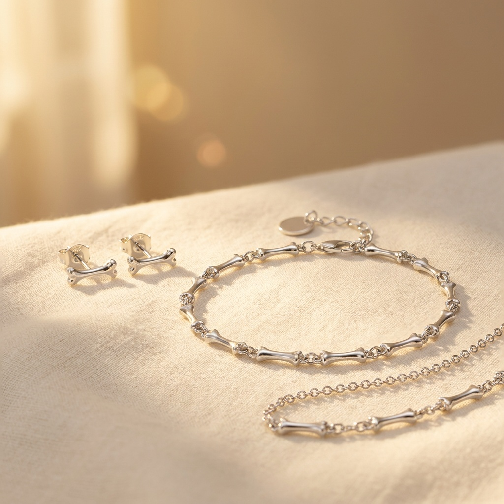 Bracelet bone with pendants in silver