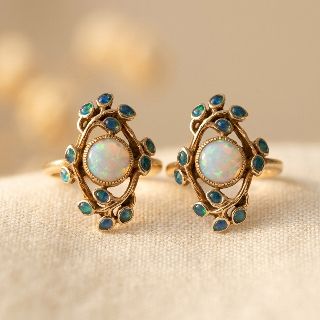 Vintage Gold Plated Blue Opal Crystal Ring