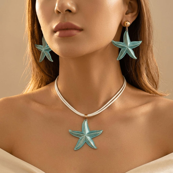 Summer Multicolor Enamel Necklace Earrings Set Jewelry Set