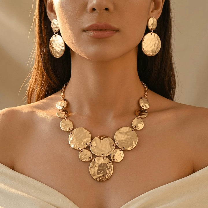 Geometric Metal Jewelry Set Necklace Earrings Jewelry Set