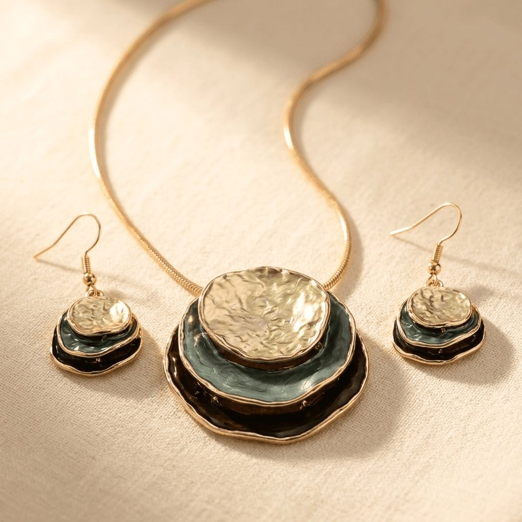 Bohemien ronde emaille sieradenset van legering