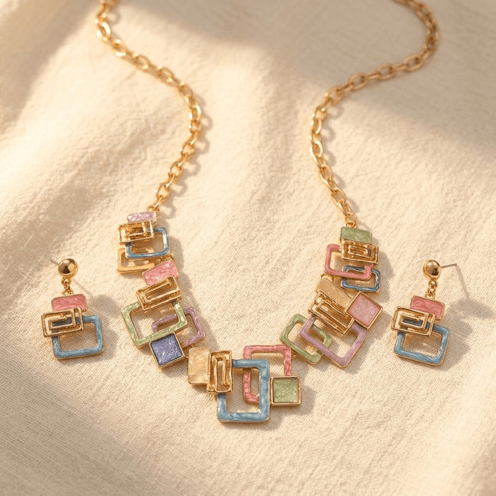 Geometric Square Hollow Jewelry Set