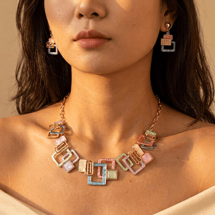 Geometric Square Hollow Jewelry Set