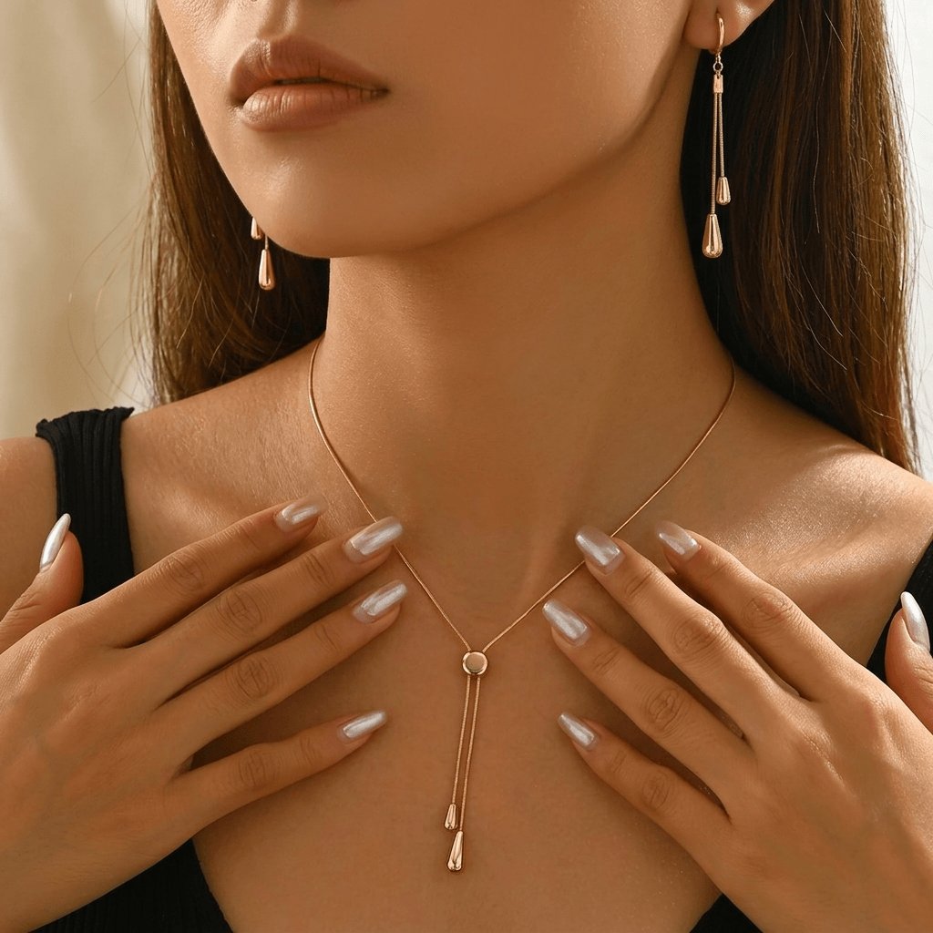 Teardrop Chain Pendant Jewelry Set