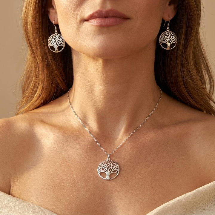 Round Pendant Circle Jewelry Set