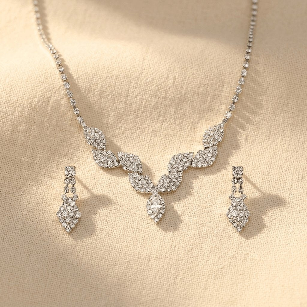 Sieradenset met bladketting en oorbellen