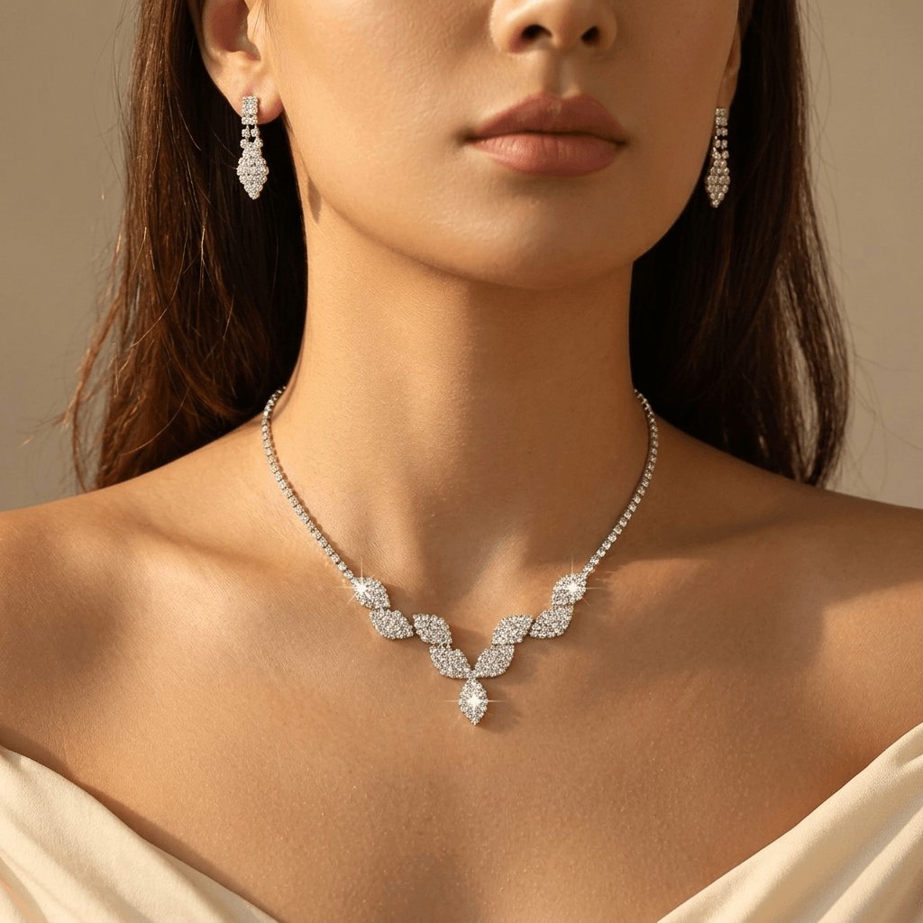 Sieradenset met bladketting en oorbellen
