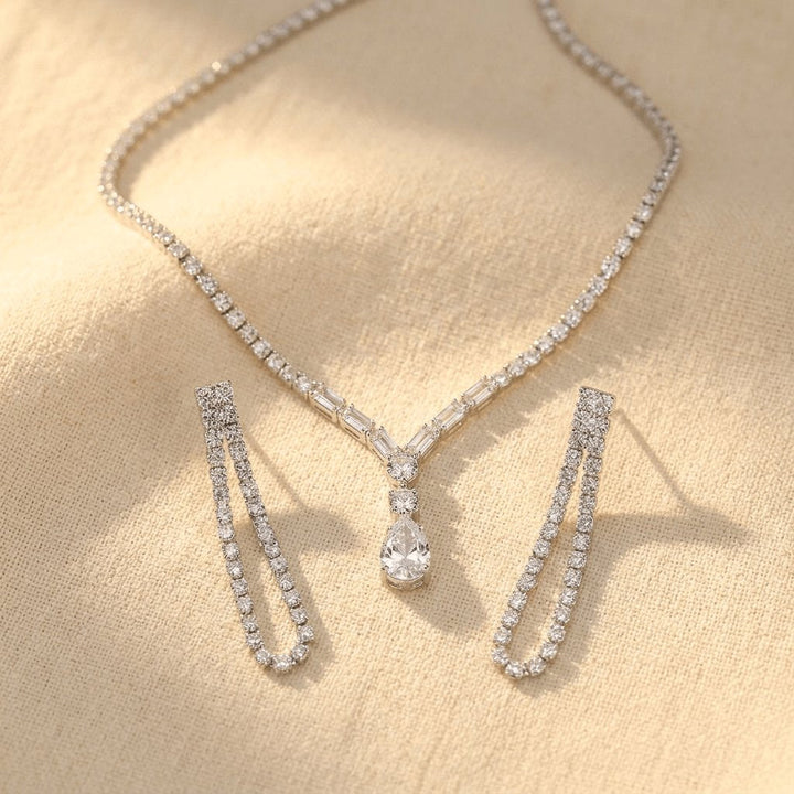 Drop Pendant Necklace Earrings Jewelry Set