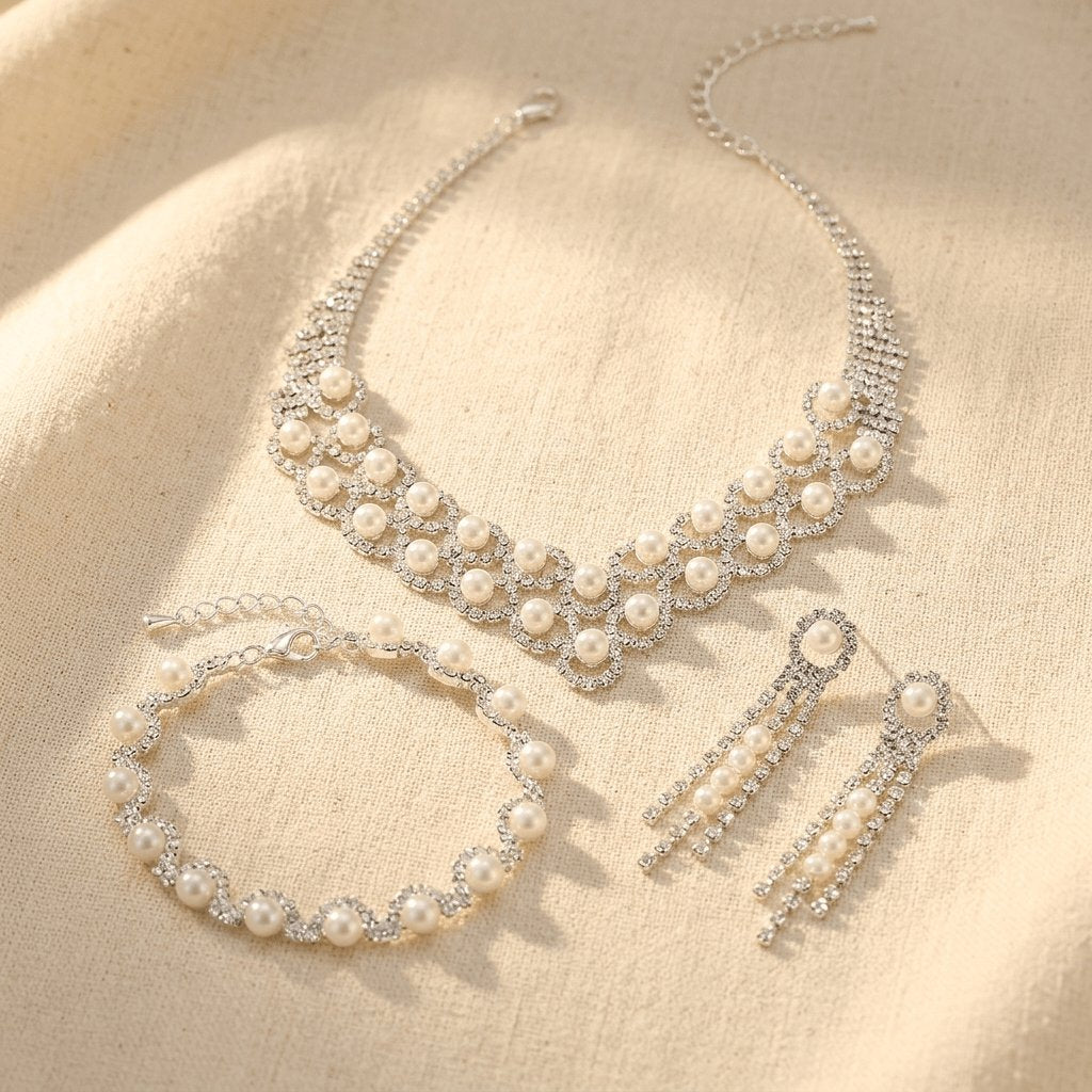 Vintage Pearl Sunflower Jewelry Set