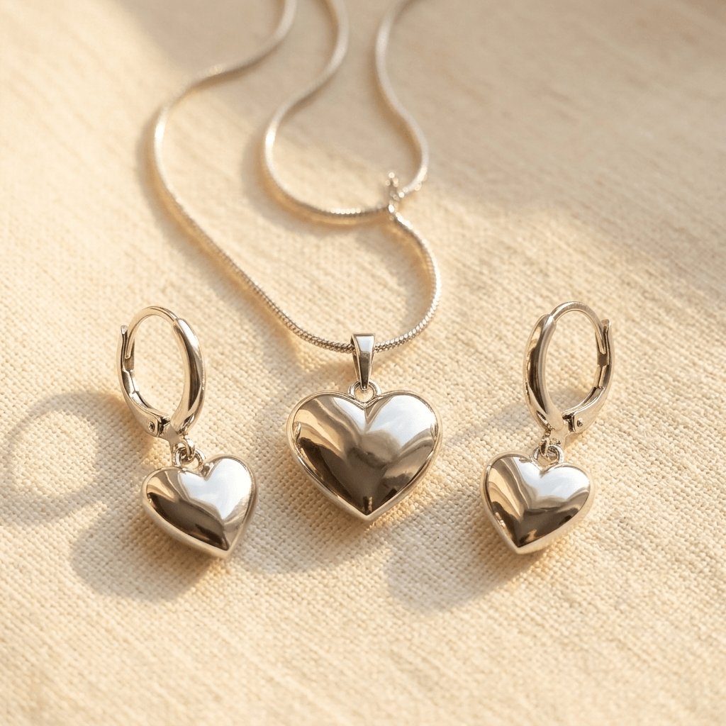Sieradenset met hart collier en oorringen