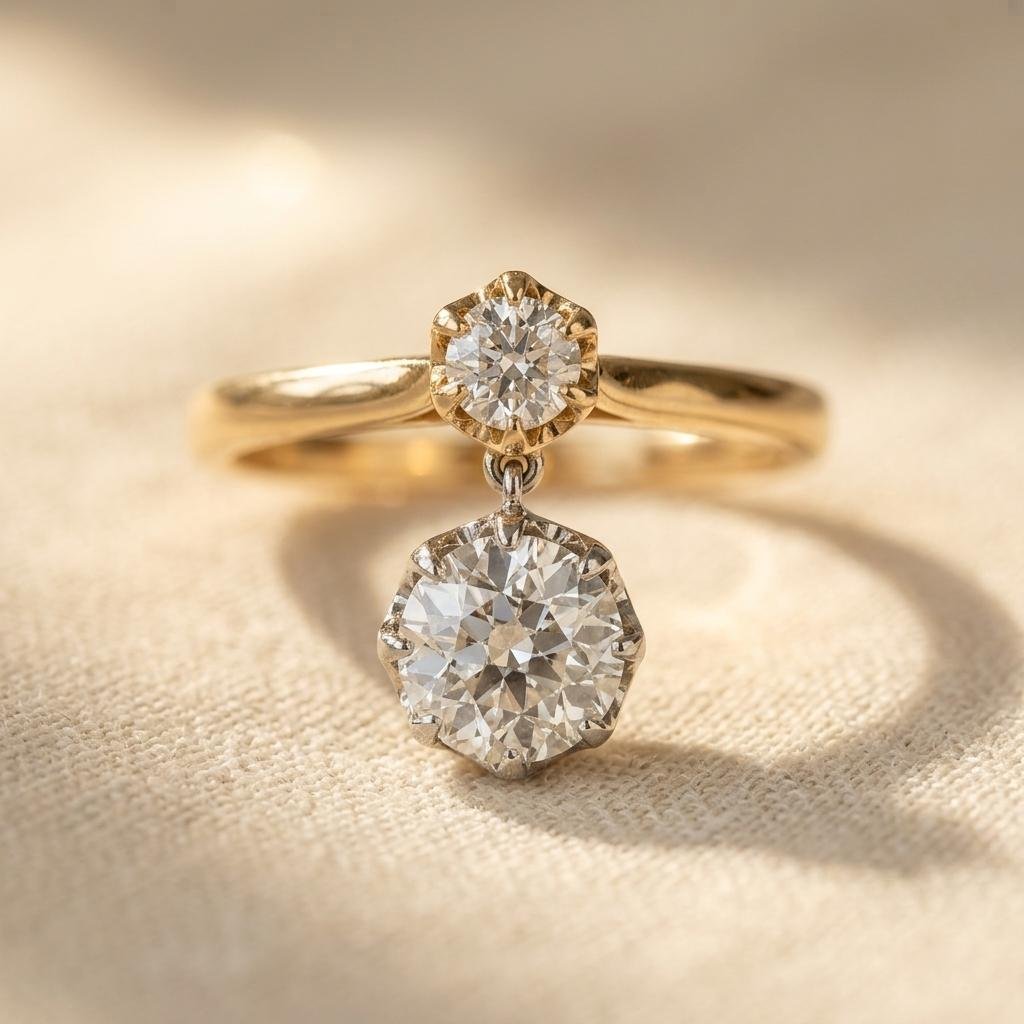 Vintage goudkleurige oorbellen met zirkonia