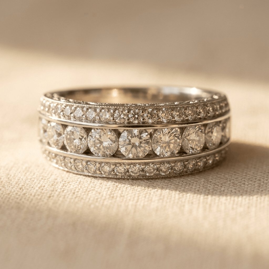 Zilverkleurige zirkonia stapelring