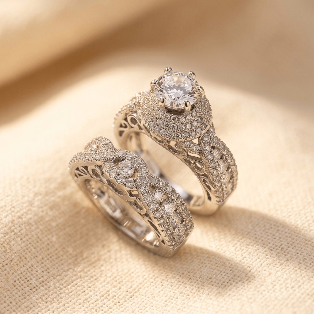 Luxury Wedding Ring Cubic Zirconia Micro Pave Ring