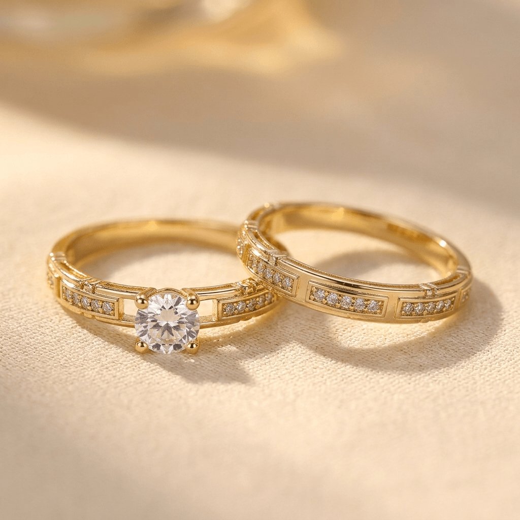 Synthetic Zircon Couple Wedding Rings Ring