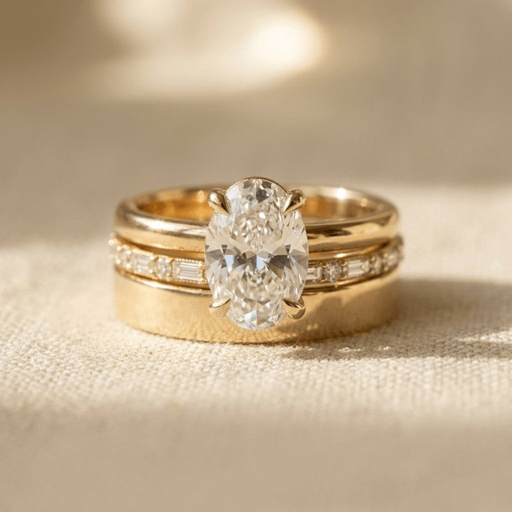 Elegant Oval Cubic Zirconia Bridal Ring Set