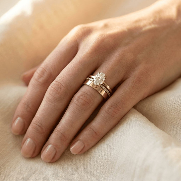 Elegant Oval Cubic Zirconia Bridal Ring Set