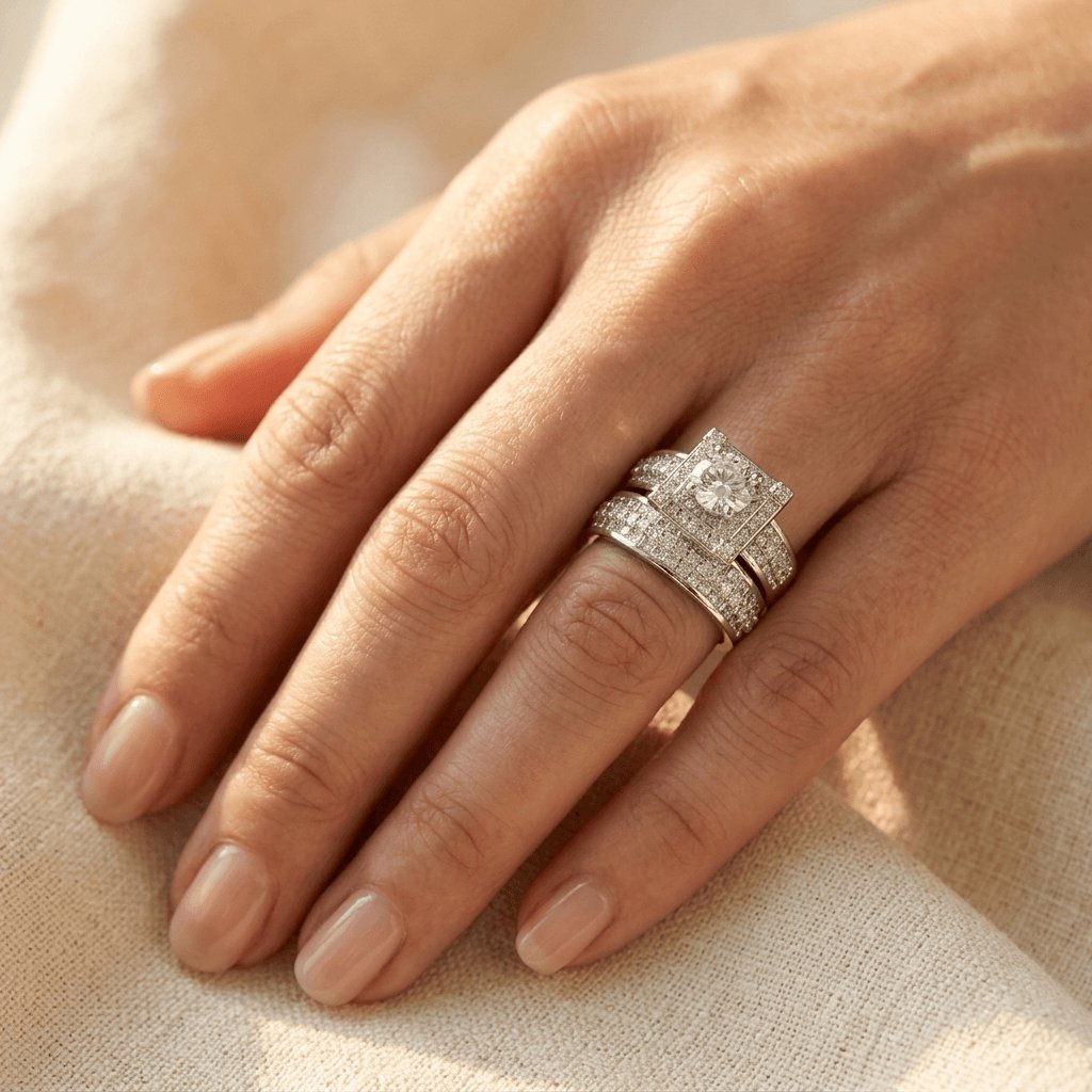 Elegante verlovingsring met vierkante zirkonia
