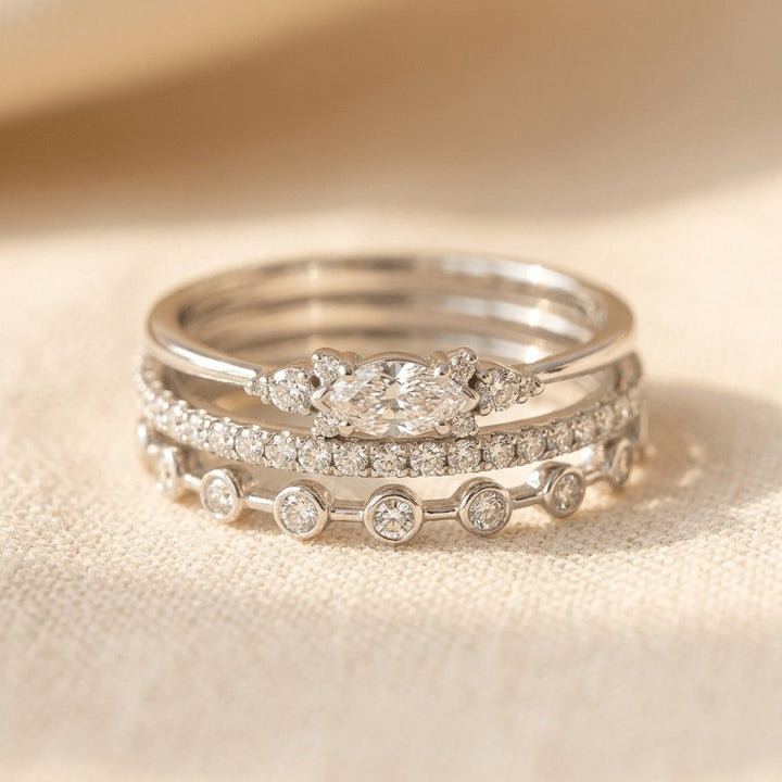 Inlaid Synthetic Zirconia Stackable Ring Jewelry Ring