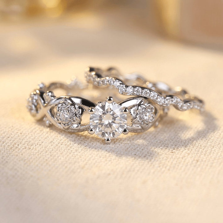 Rose Flower Wavy Hollow Band Ring