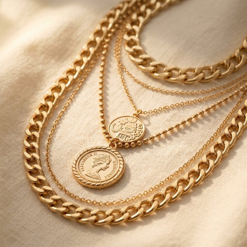 Gelaagde schakelketting met ineengrijpende ringen