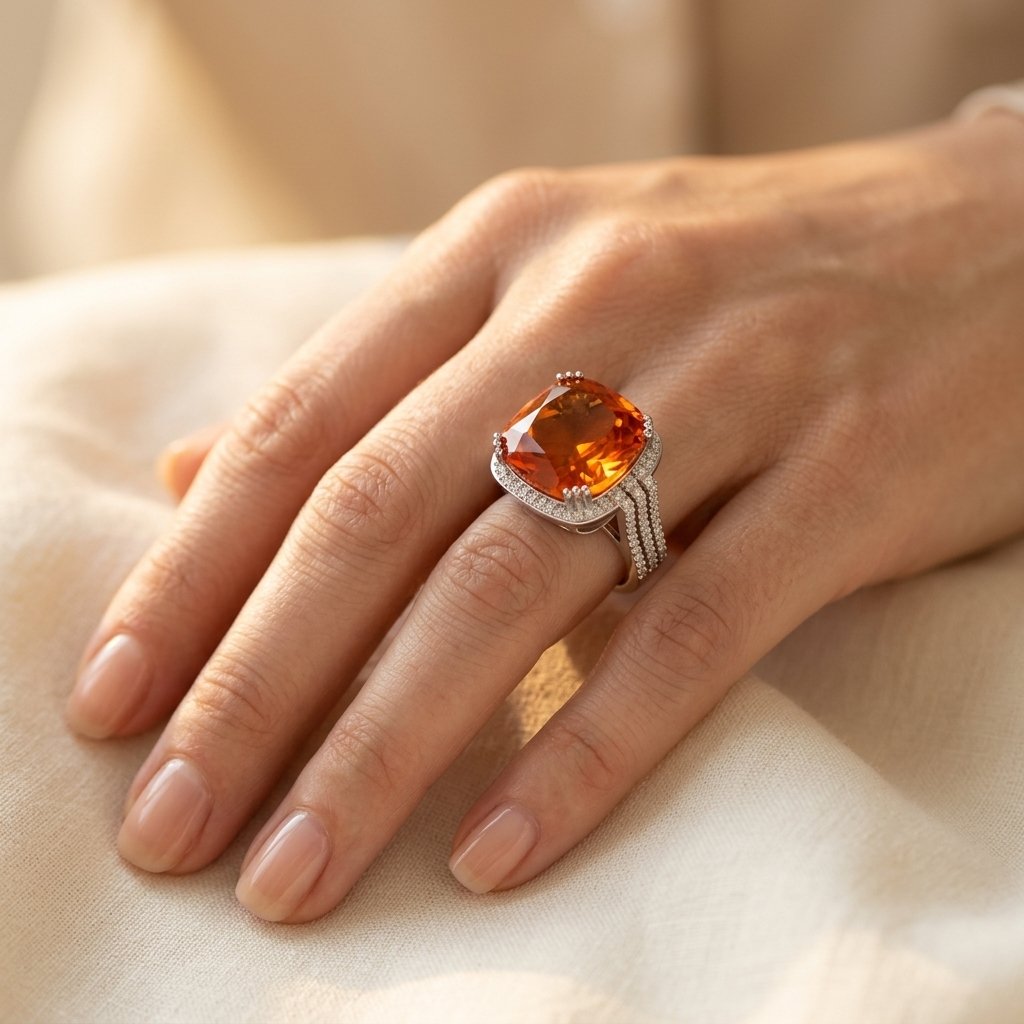 Vierkante ring ingelegd met rode zirkonia
