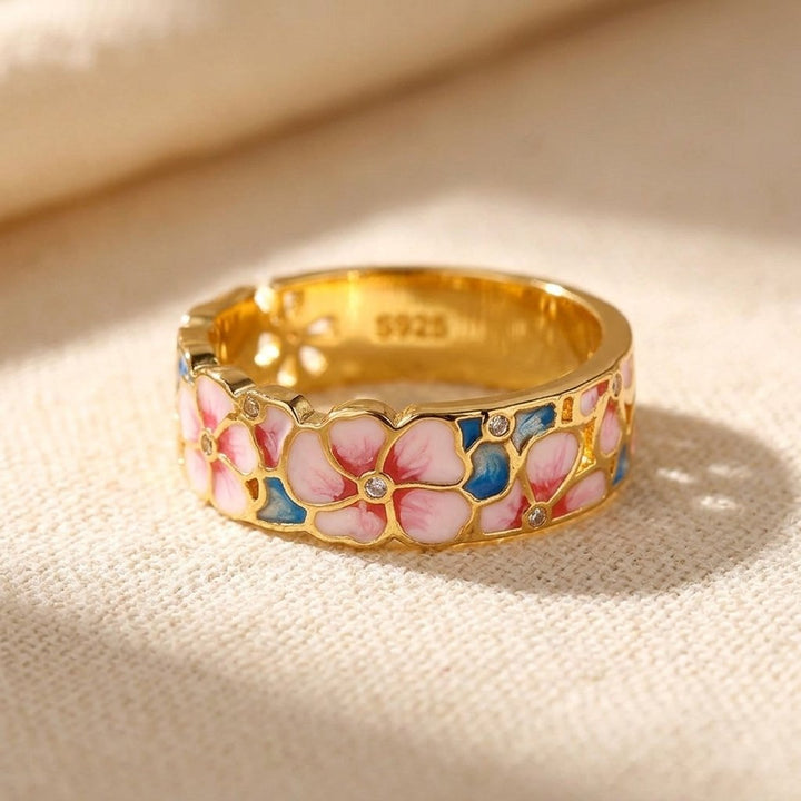 Elegant Enamel Engagement Ring