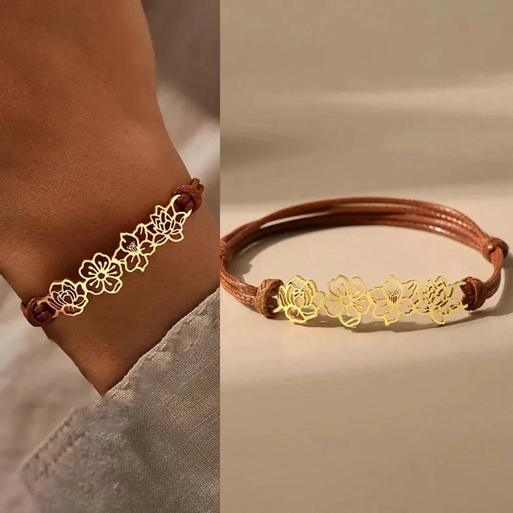 Gepersonaliseerde geboortebloem armband