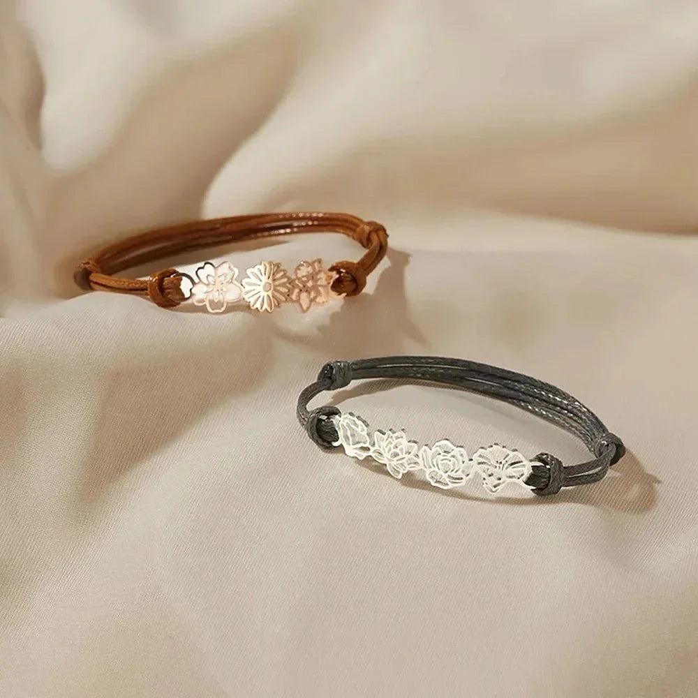 Gepersonaliseerde geboortebloem armband
