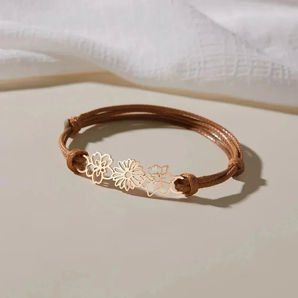 Gepersonaliseerde geboortebloem armband