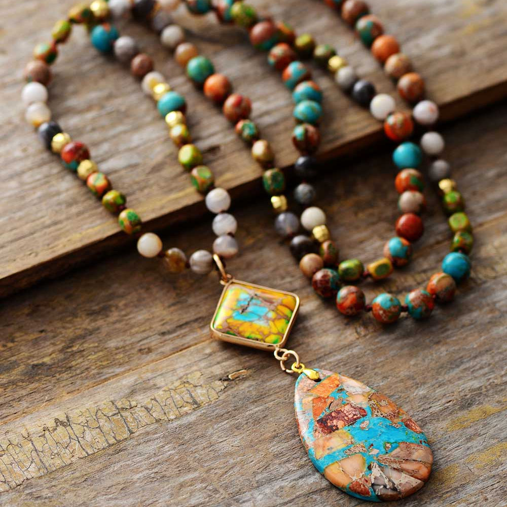 Meerkleurige jaspis spirituele ketting met hanger