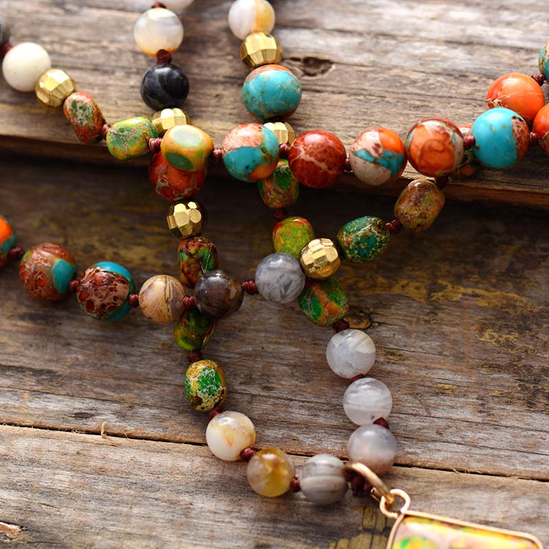 Meerkleurige jaspis spirituele ketting met hanger