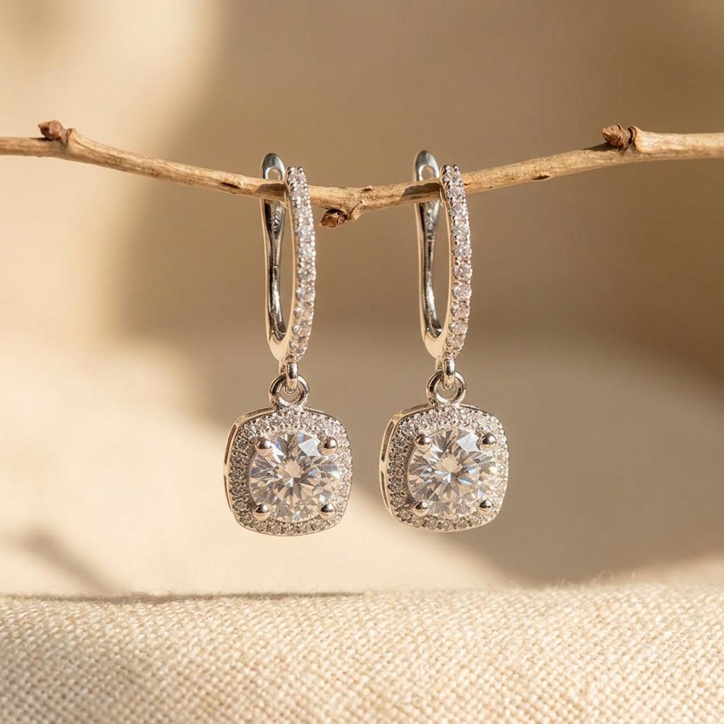 Elegante oorbellen met vierkante zirkonia