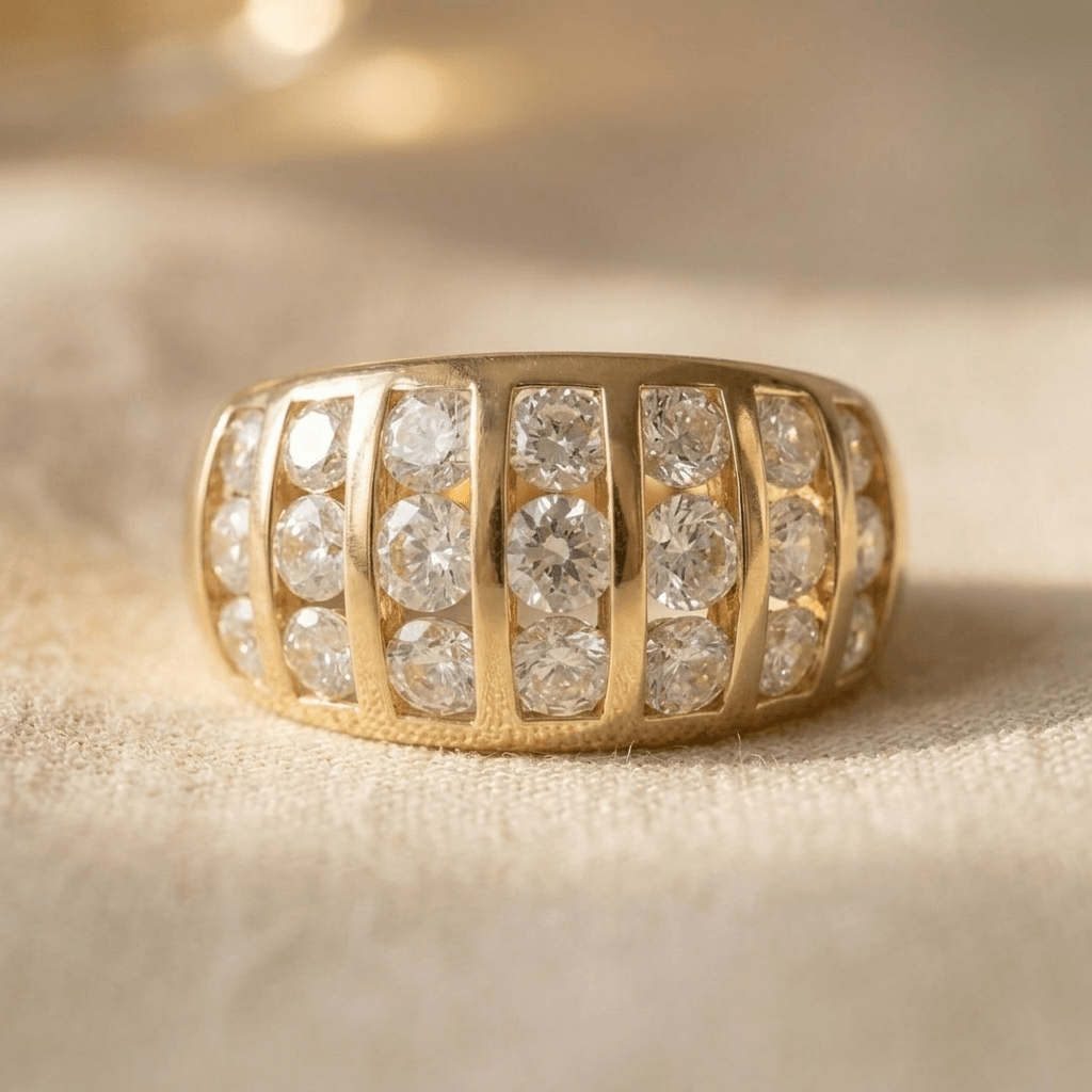 Vintage brede ring met zirkonia