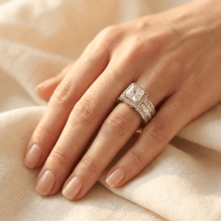Square Zirconia Inlay Stackable Ring