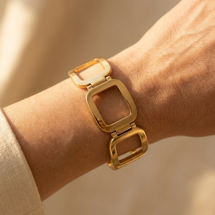 Gold Geometric Hollow Open Rectangle Bracelet