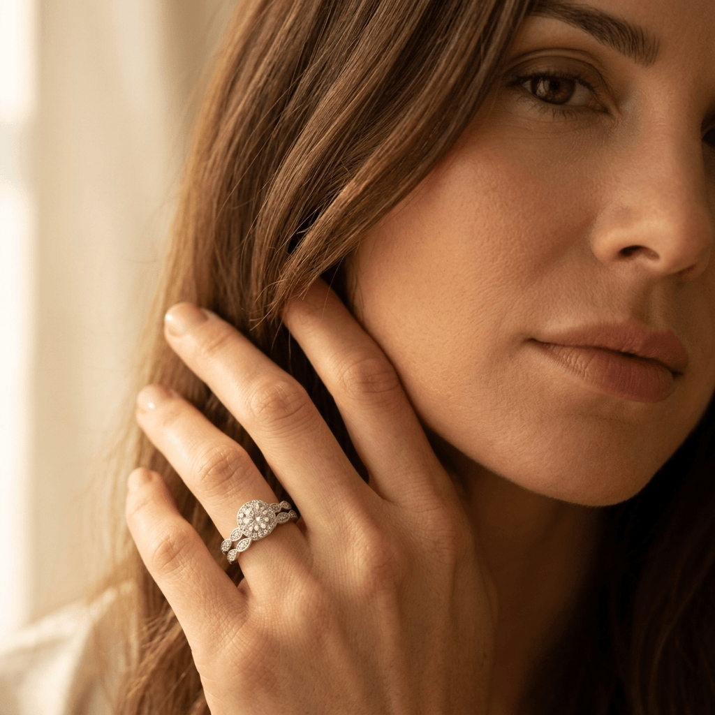 Vintage Bohemian Silver Square Zirconia Ring