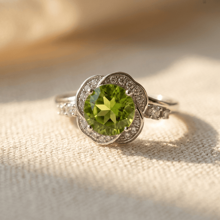 Luxury Green Synthetic Zircon Engagement Ring
