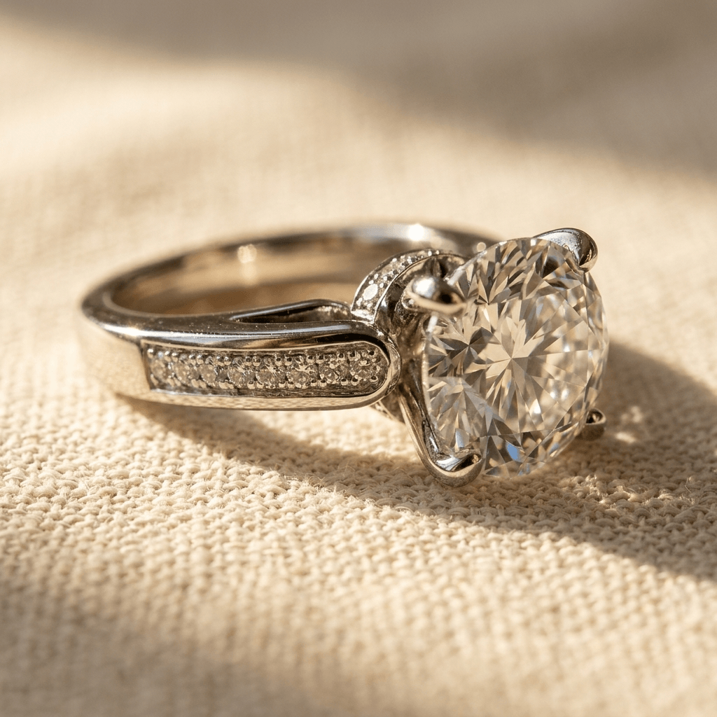 Elegante koperen verlovings- en trouwring met zirkonia