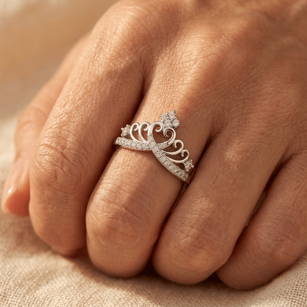 Elegant Silver Cubic Zirconia Wide Ring