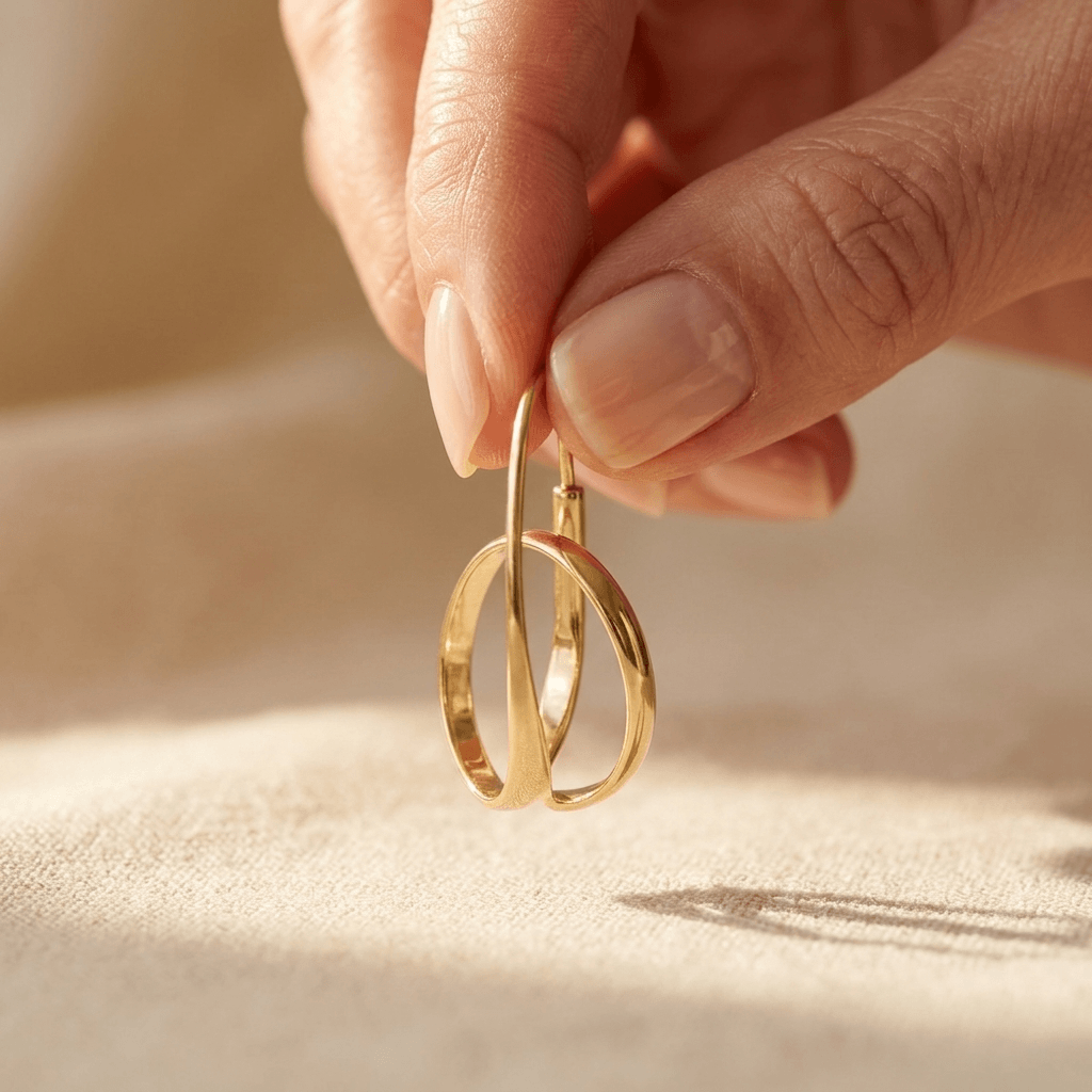 Goudkleurige gedraaide dubbele oorringen met hanger