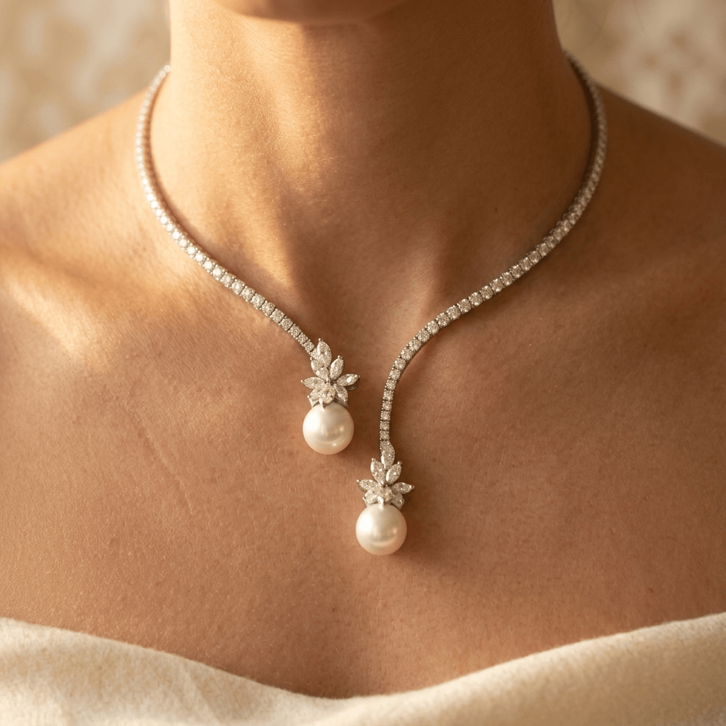 Elegante sterling zilveren ketting met parelhanger